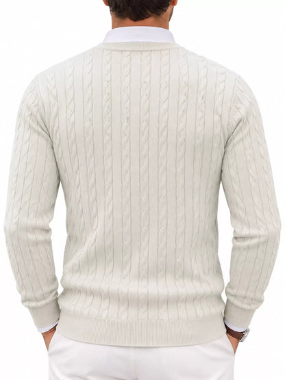 Men's cable-knit pullover sweater, view 4