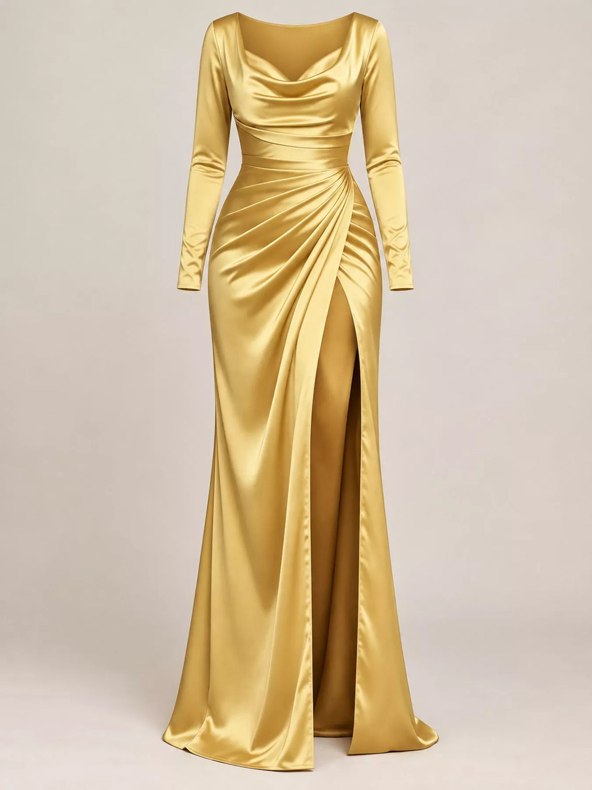 Plus size satin cowl neck dress, view 55