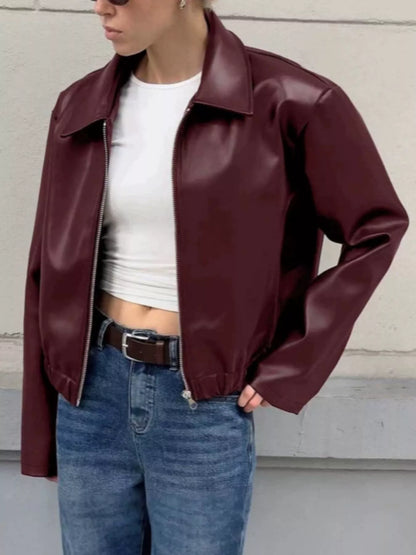 Faux Leather Zip Up Jacket
