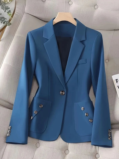 One-Button Blazer with Pockets