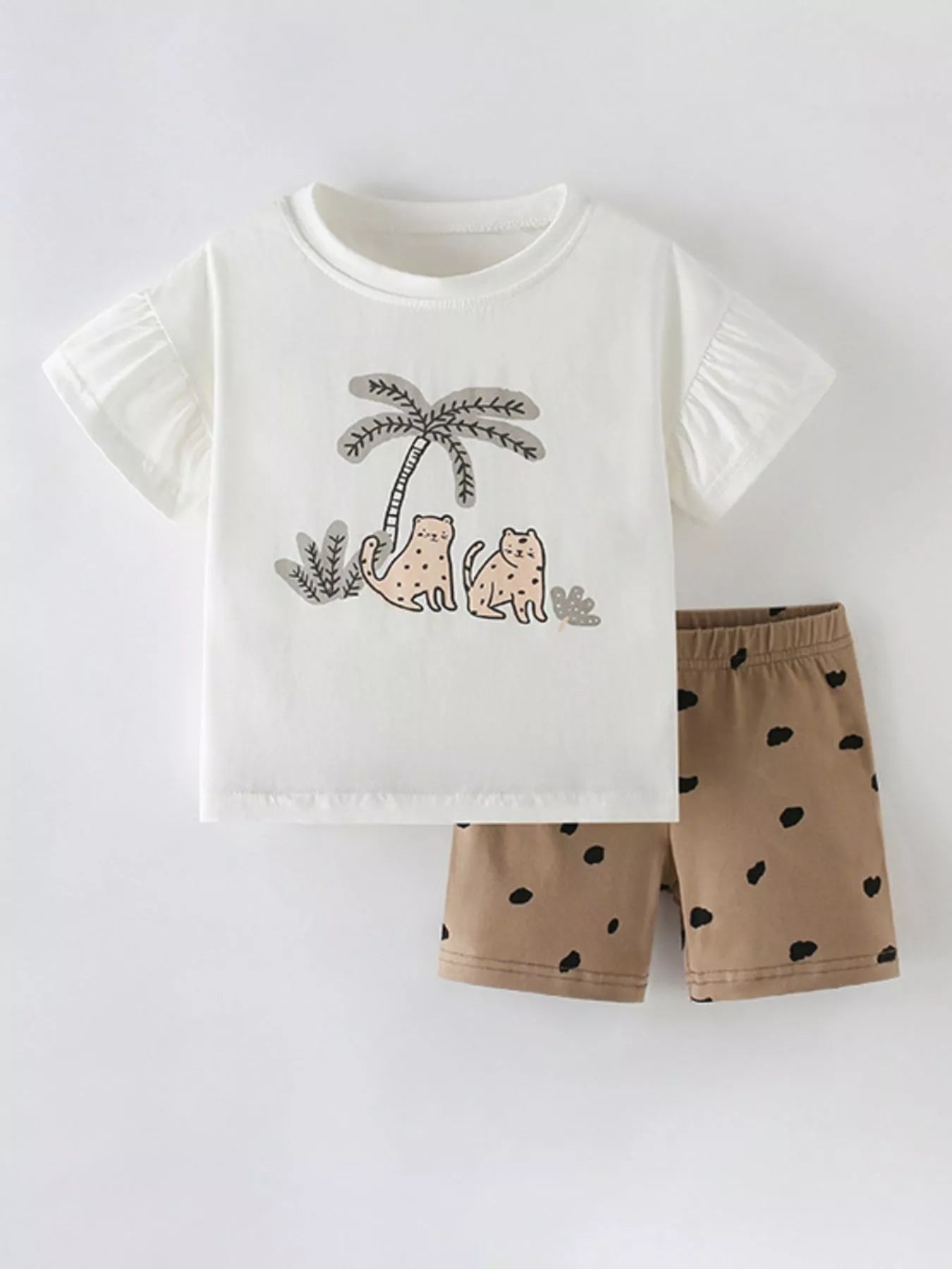Children's Cute Animal Graphic Tee and Shorts Set