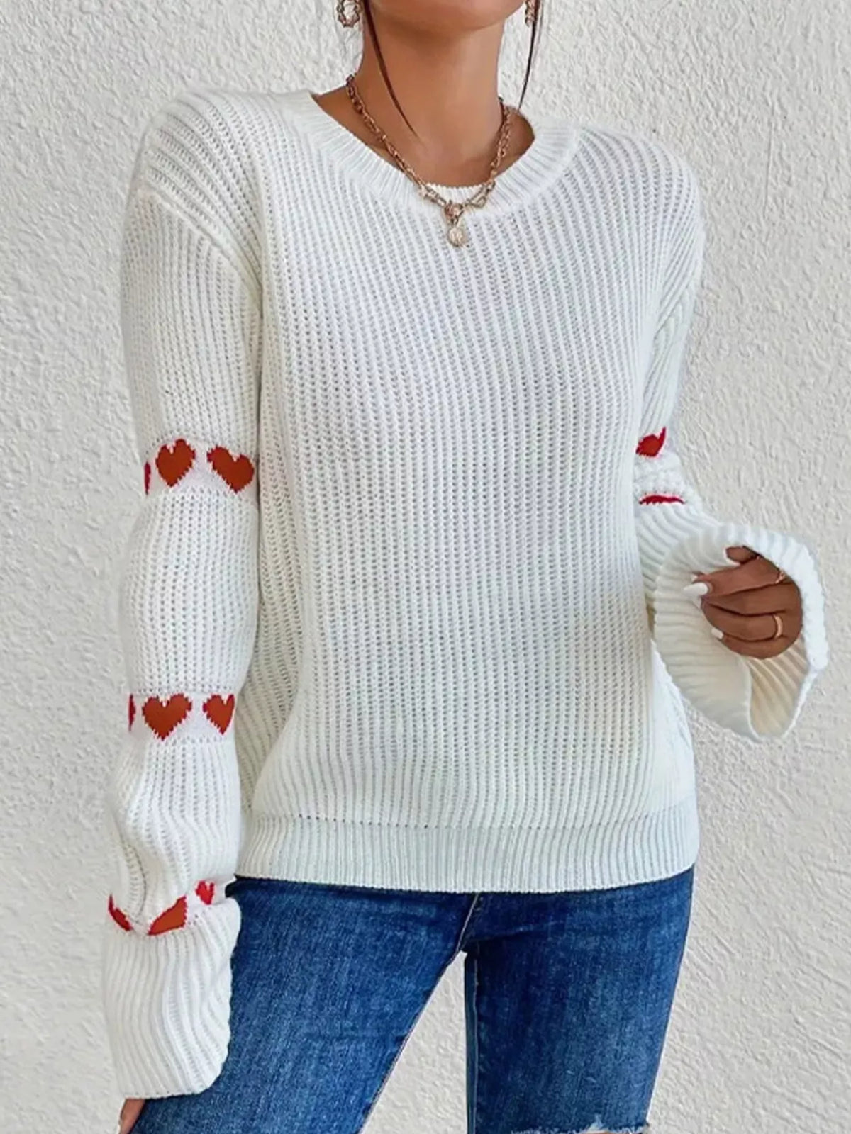Heart pattern sweater, view 2