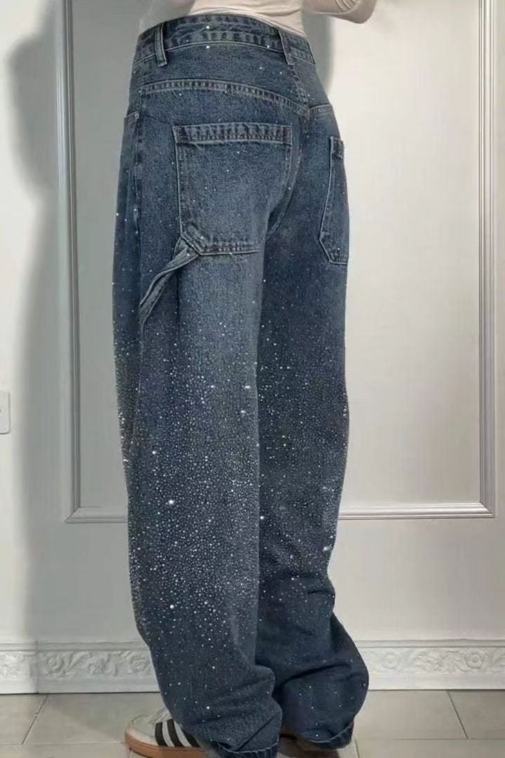 Full Size Rhinestone Wide leg Jeans