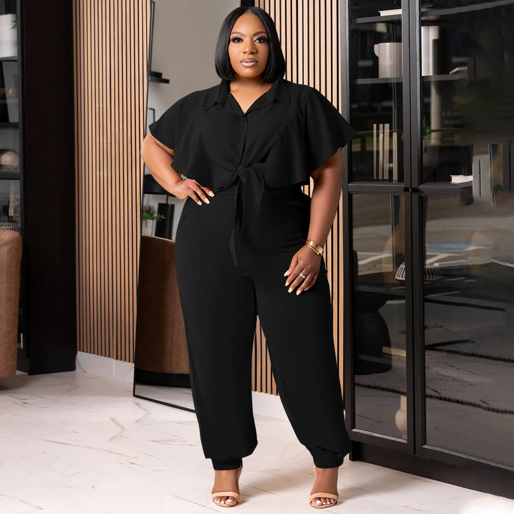 Fashionable Casual Plus Size Two-Piece Set