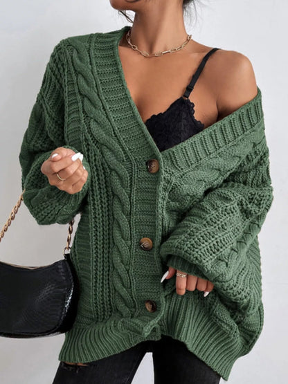 Plus size cable cardigan, view 6
