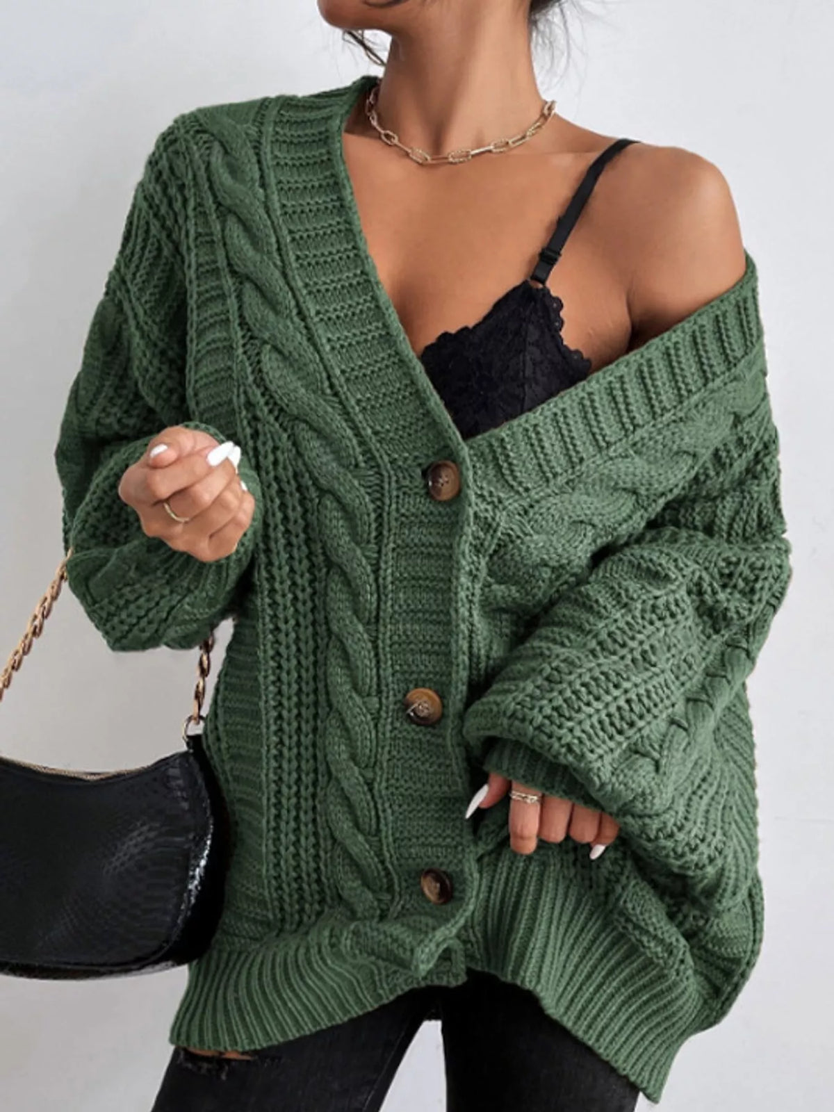 Cable knit cardigan, view 6