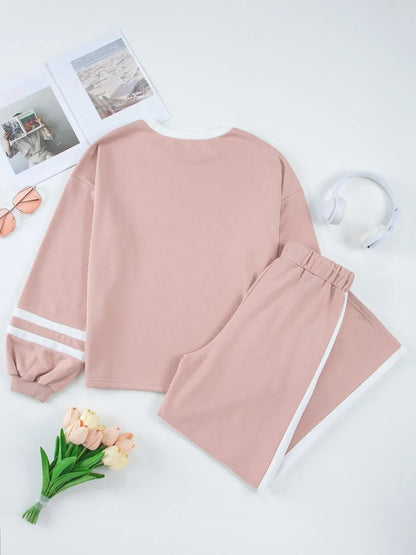 Contrast Top and Pants Set