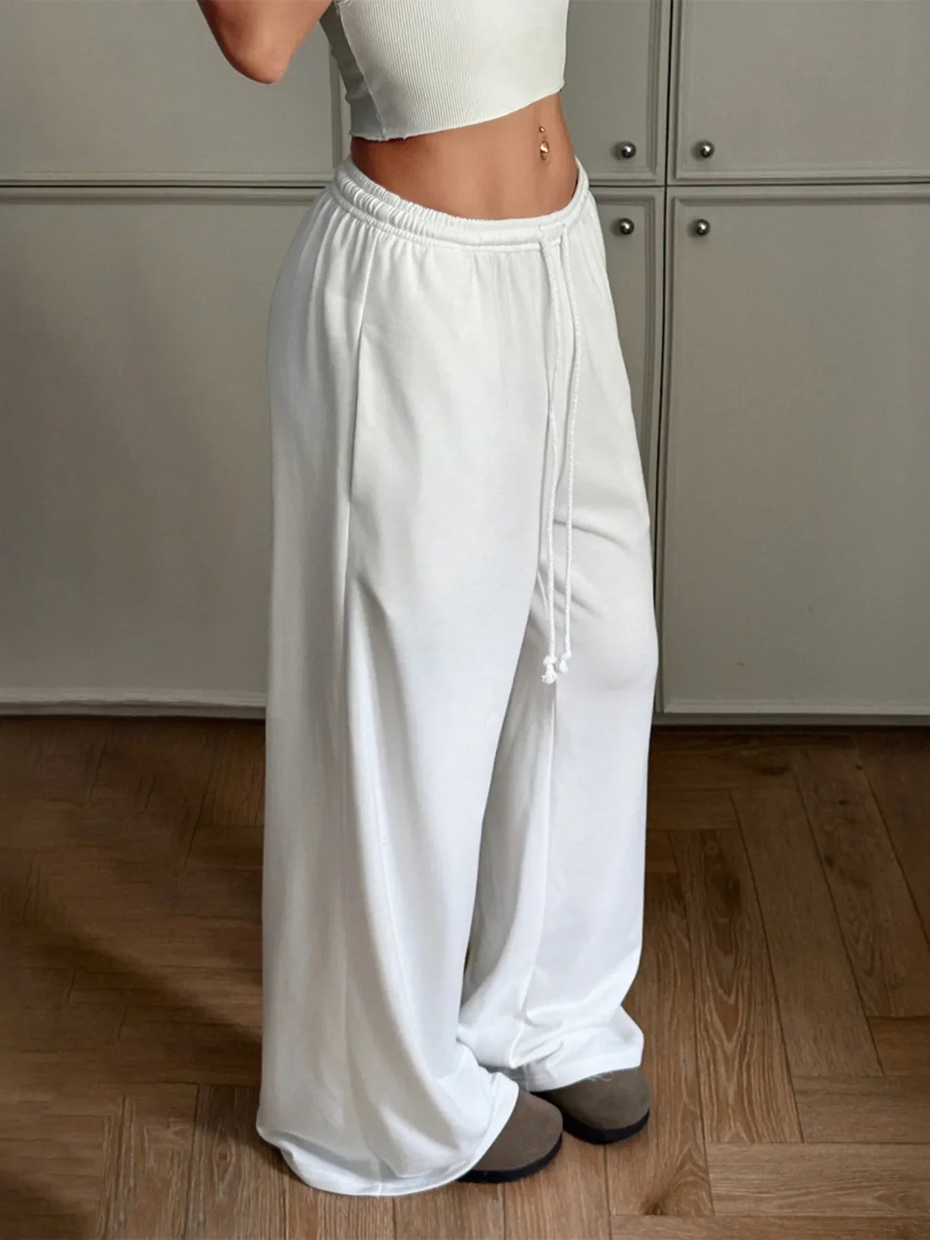 Relaxed Wide Leg Drawstring Pants
