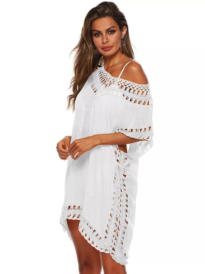 V-neck crochet cover-up dress, view 5