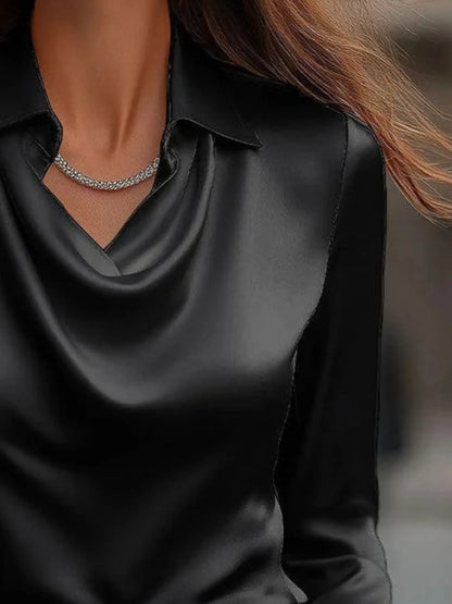 Full Size Collared Neck Long Sleeve Blouse