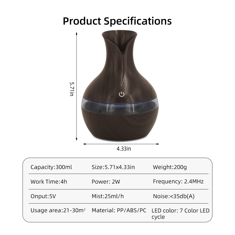 Portable USB Humidifier Diffuser for Travel & Office 300ml