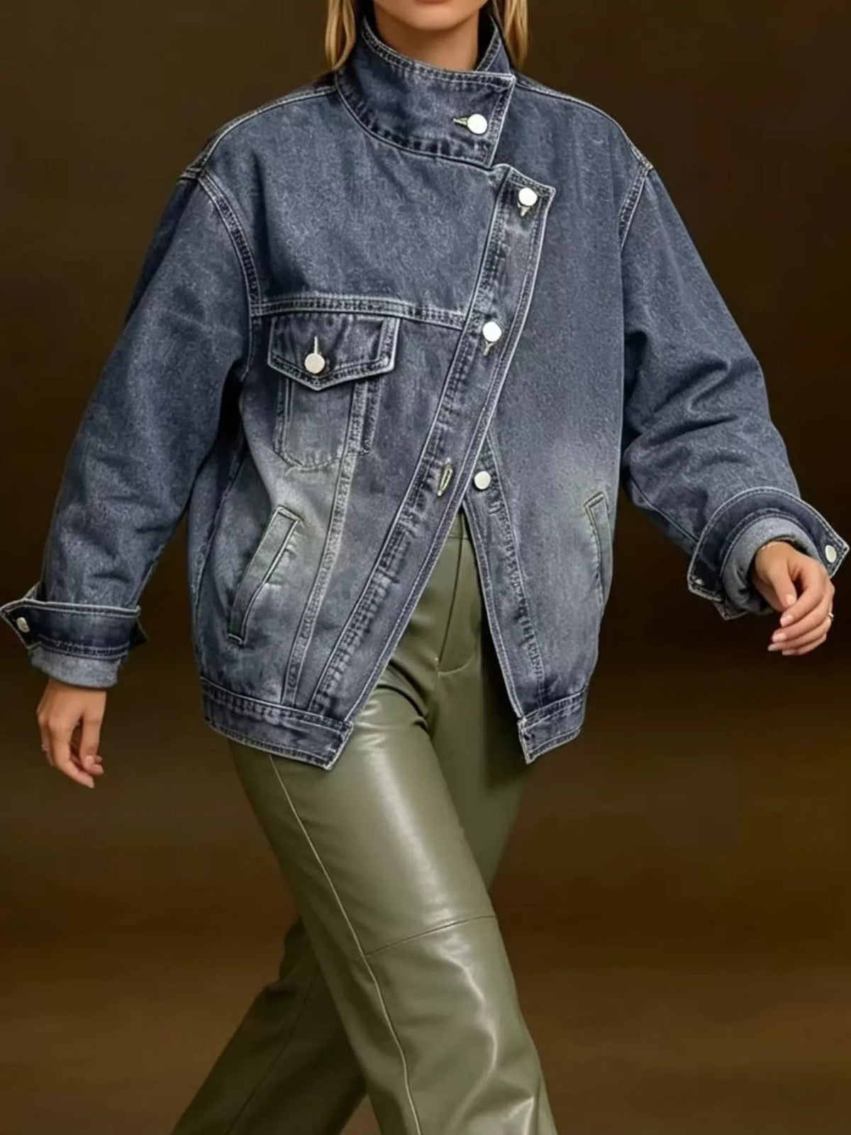 Washed denim jacket, view 6