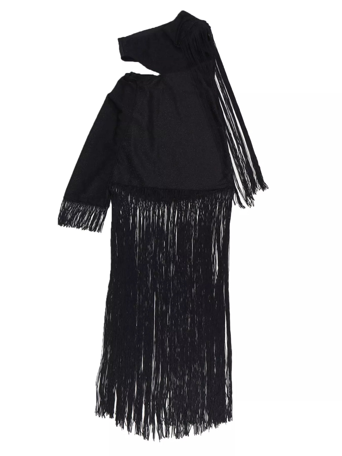 One-shoulder fringe dress, view 13