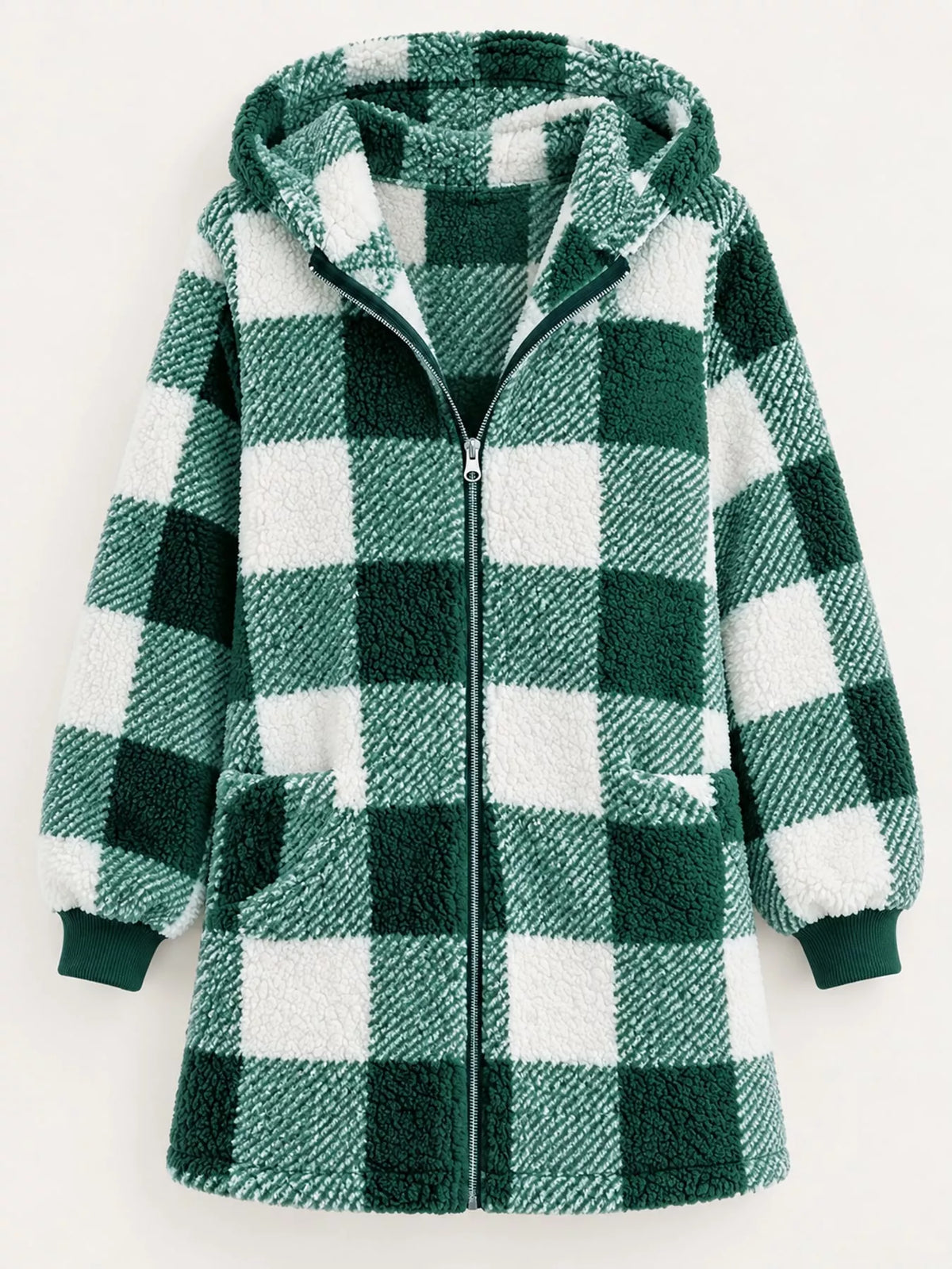 Plaid sherpa hooded jacket, view 21