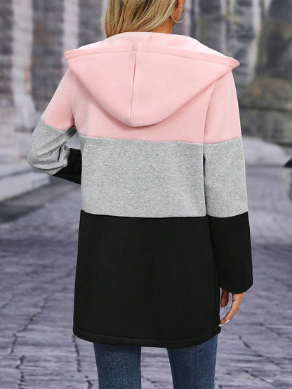 Color Block Hooded Outerwear