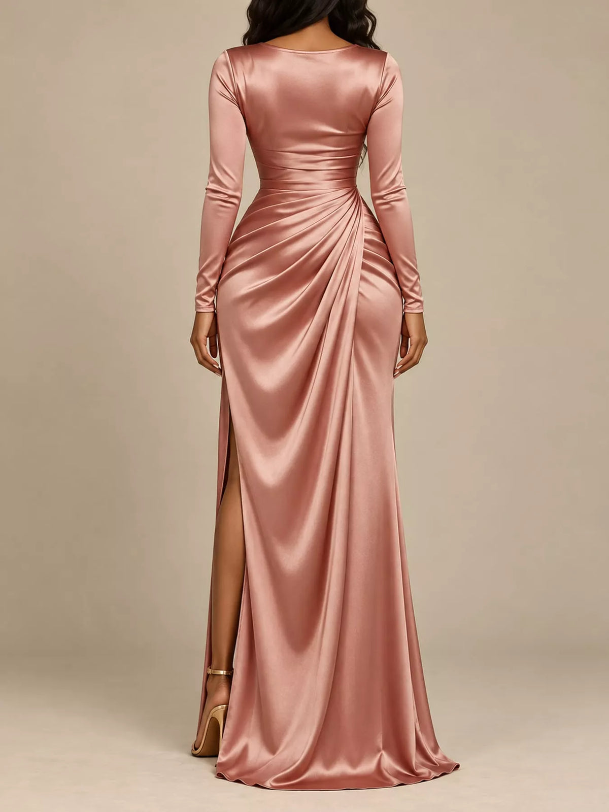 Cowl neck slit maxi dress, view 7