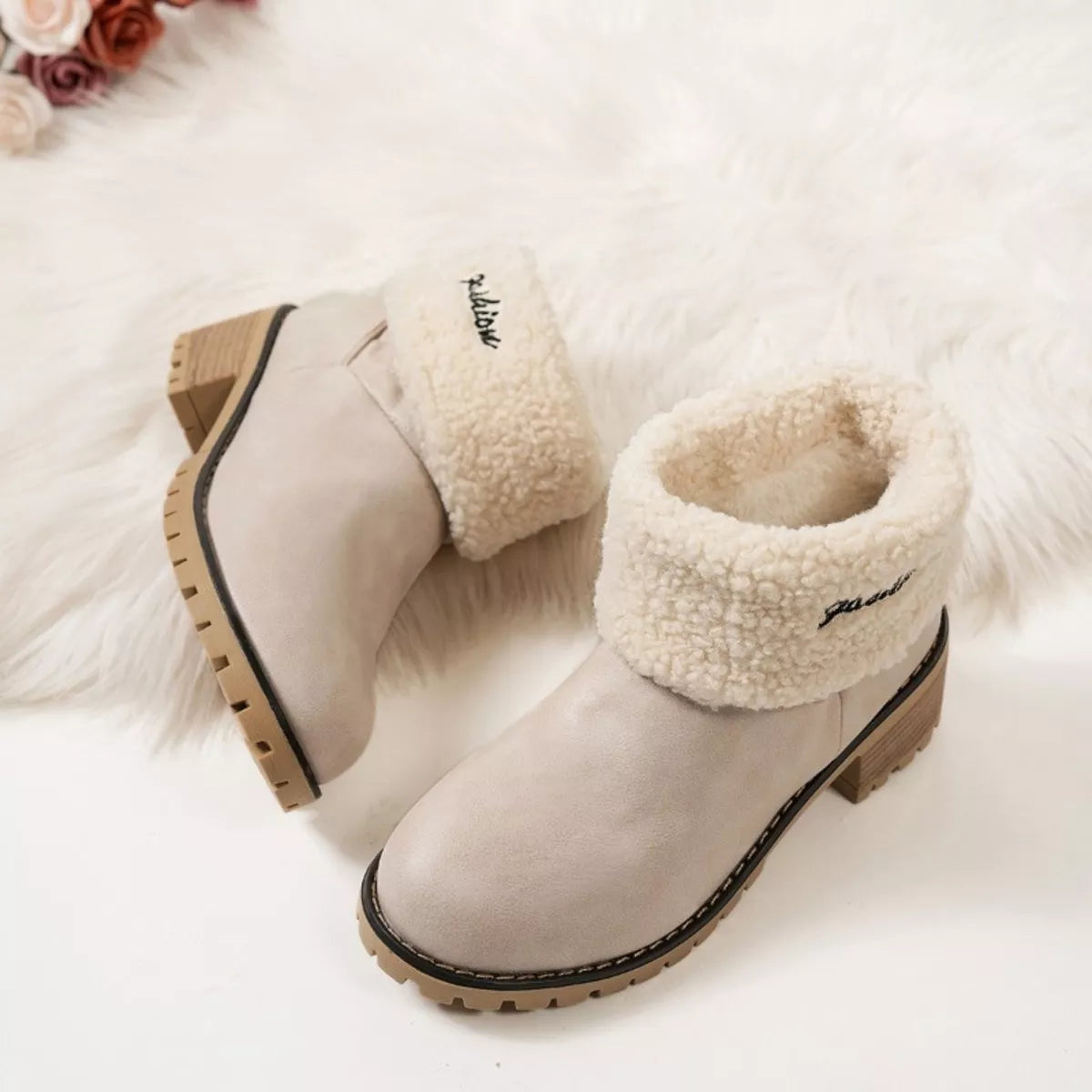 Round Toe Block Heels Boots