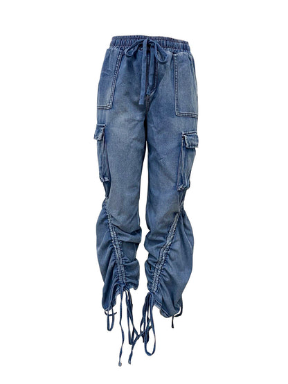 Pleated loose jeans