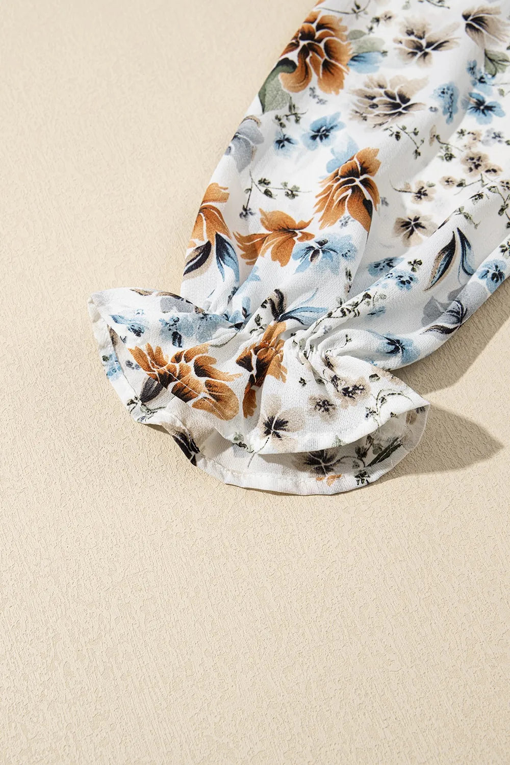 Floral Print Flounce Sleeve Midi Dress