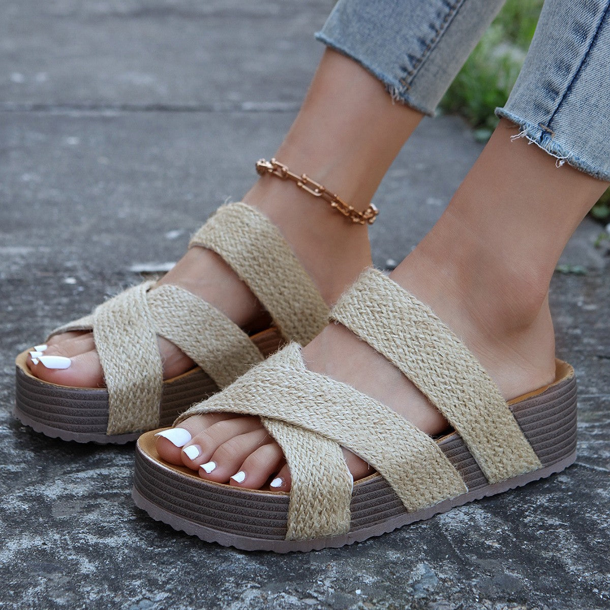Braided platform sandals, view 4