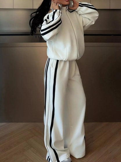 Side Stripes Zip Up Top and Pants Set
