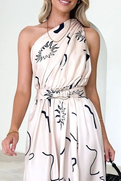 Printed Single Shoulder Dress