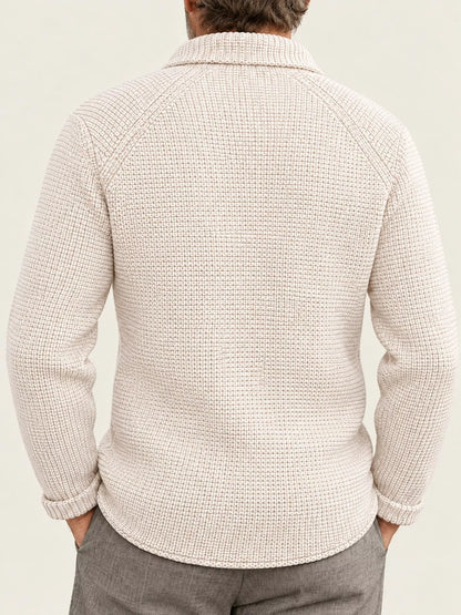 Men's knit stand-collar cardigan, view 19