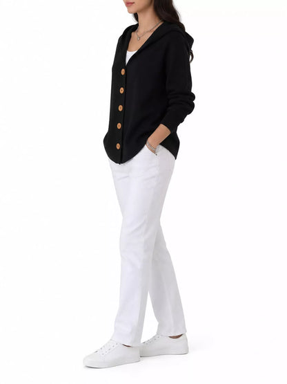 Women's Hooded Button-Front Knit Cardigan, S to 5XL