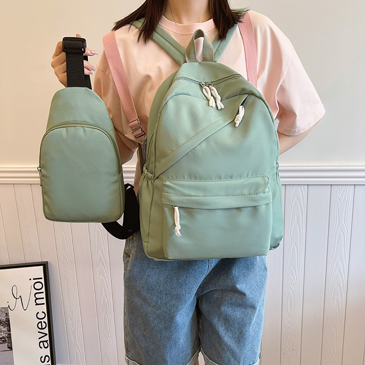 Cloth Backpack Bag and Sling Bag