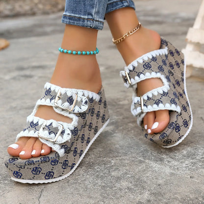 Double Buckle Platform Sandals