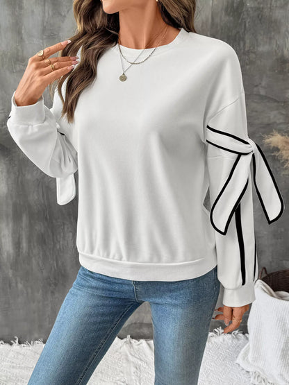 Side Striped Round Neck Sweatshirt