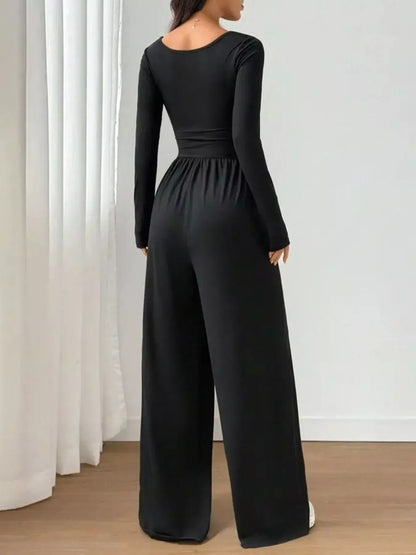 Scoop Neck Wide Leg Jumpsuit