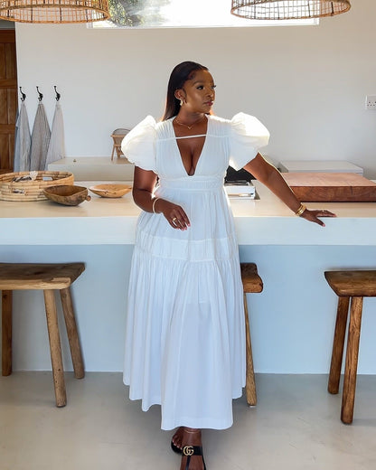 Waist Cinching Pleated Mid Length Dress