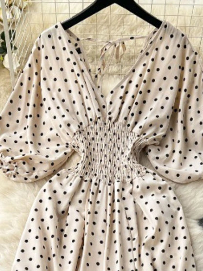 Smocked V-Neck Wide Leg Jumpsuit