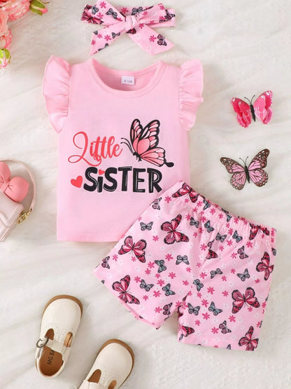 Children's Little Sister Butterfly Print Set