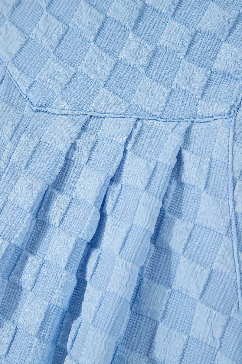 Checkered Wide Leg Pocketed Overalls