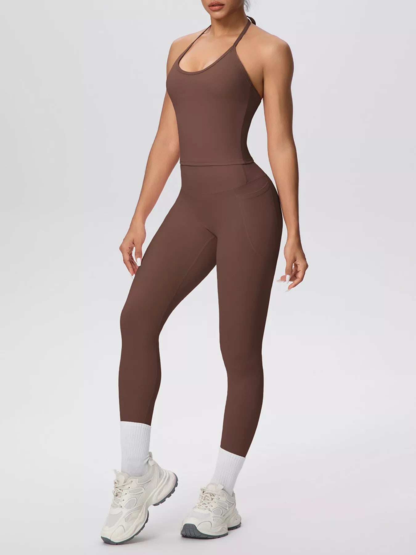 Halter Neck Cami and High-Waisted Leggings Active Set
