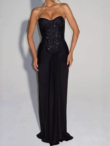 Strapless sequin corset dress, view 24