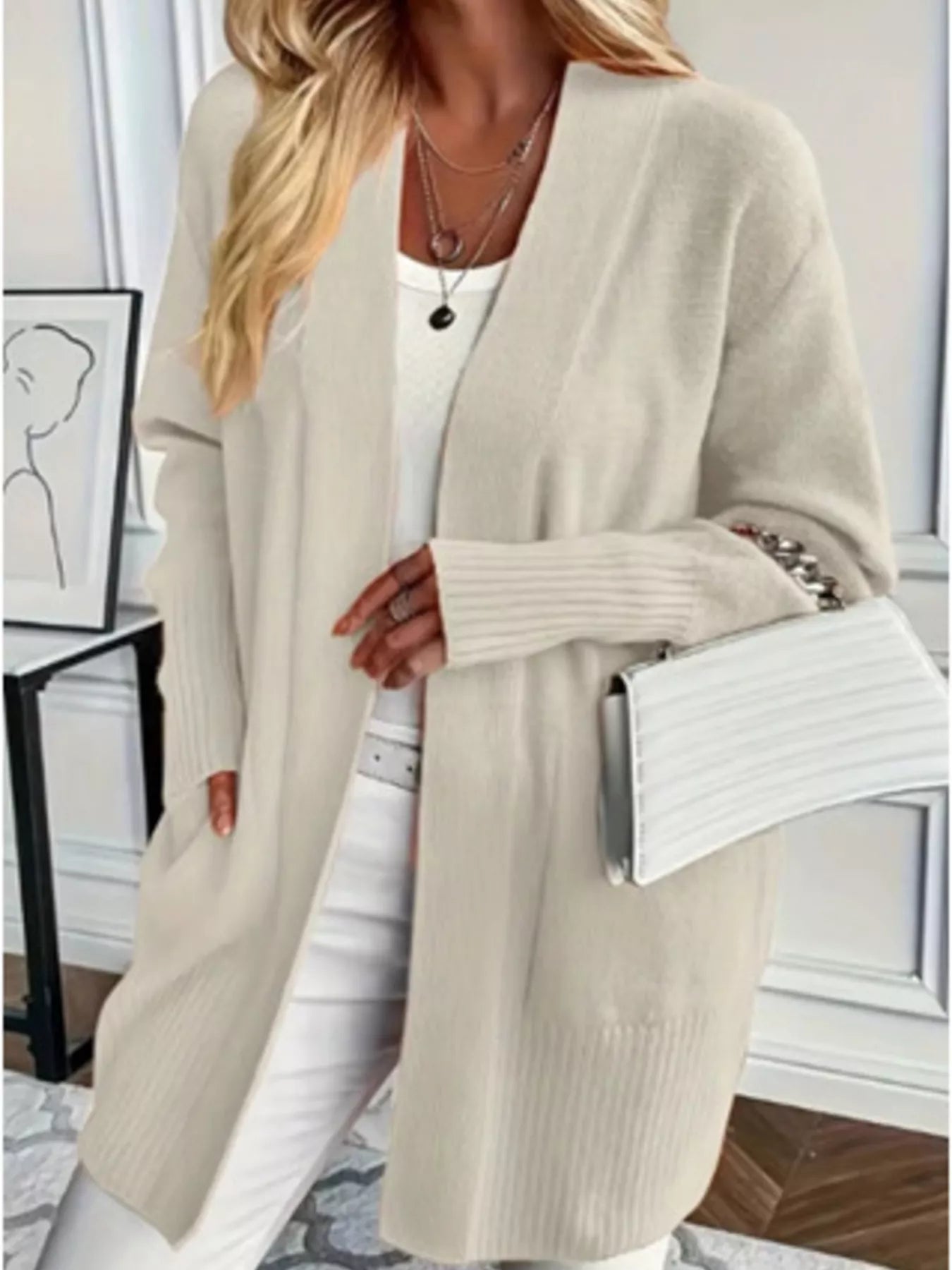 Open-Front Knit Cardigan