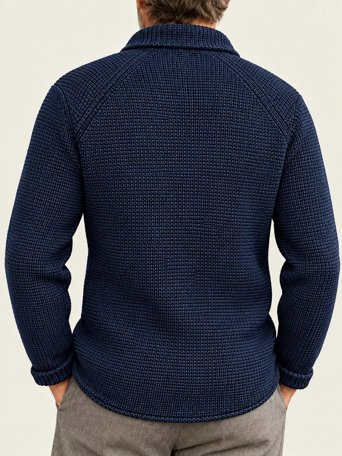 Men's Slim-Fit Knit Stand-Collar Cardigan with Pockets
