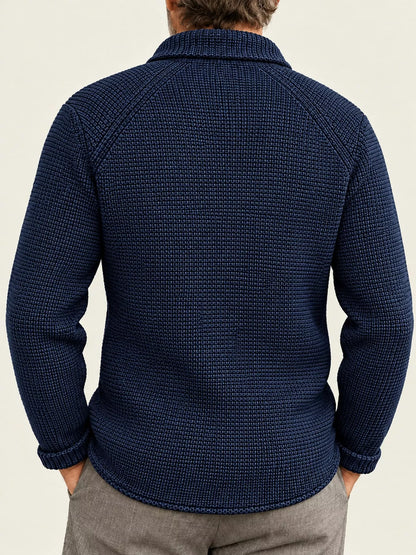 Men's Slim-Fit Knit Stand-Collar Cardigan with Pockets