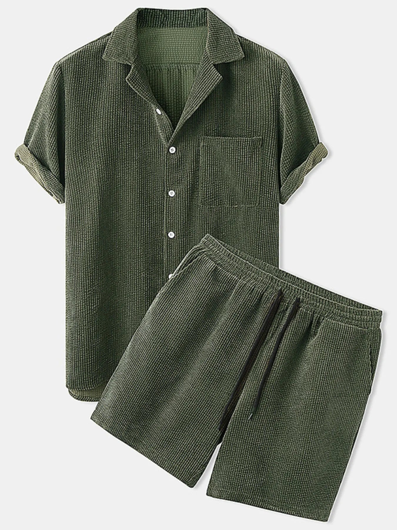 Men's Classic Textured Top and Shorts Set