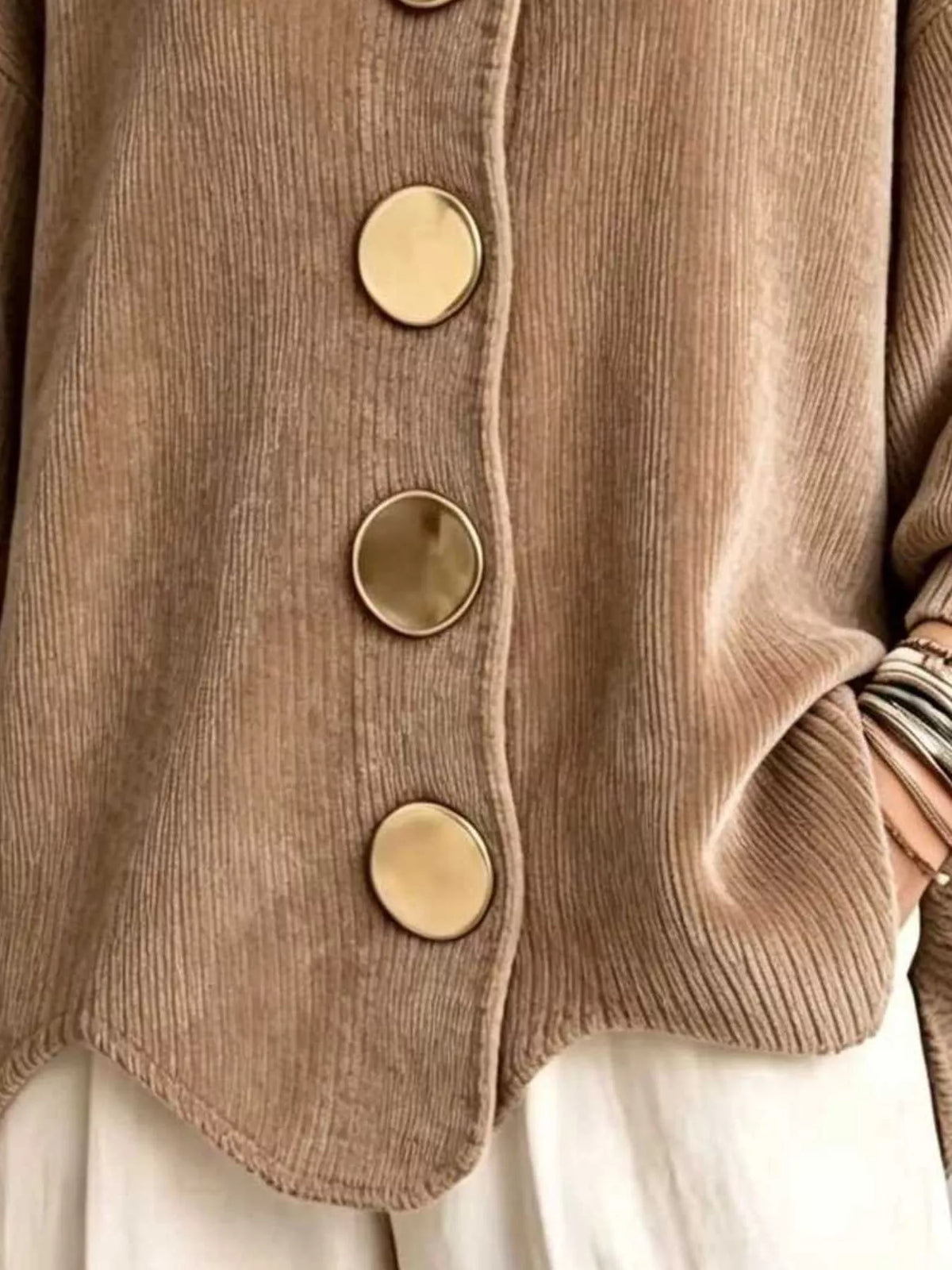Ribbed knit gold-button cardigan, view 21