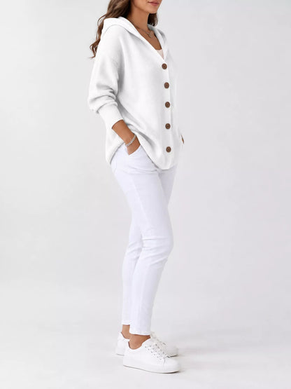 Women's Hooded Button-Front Knit Cardigan, S to 5XL