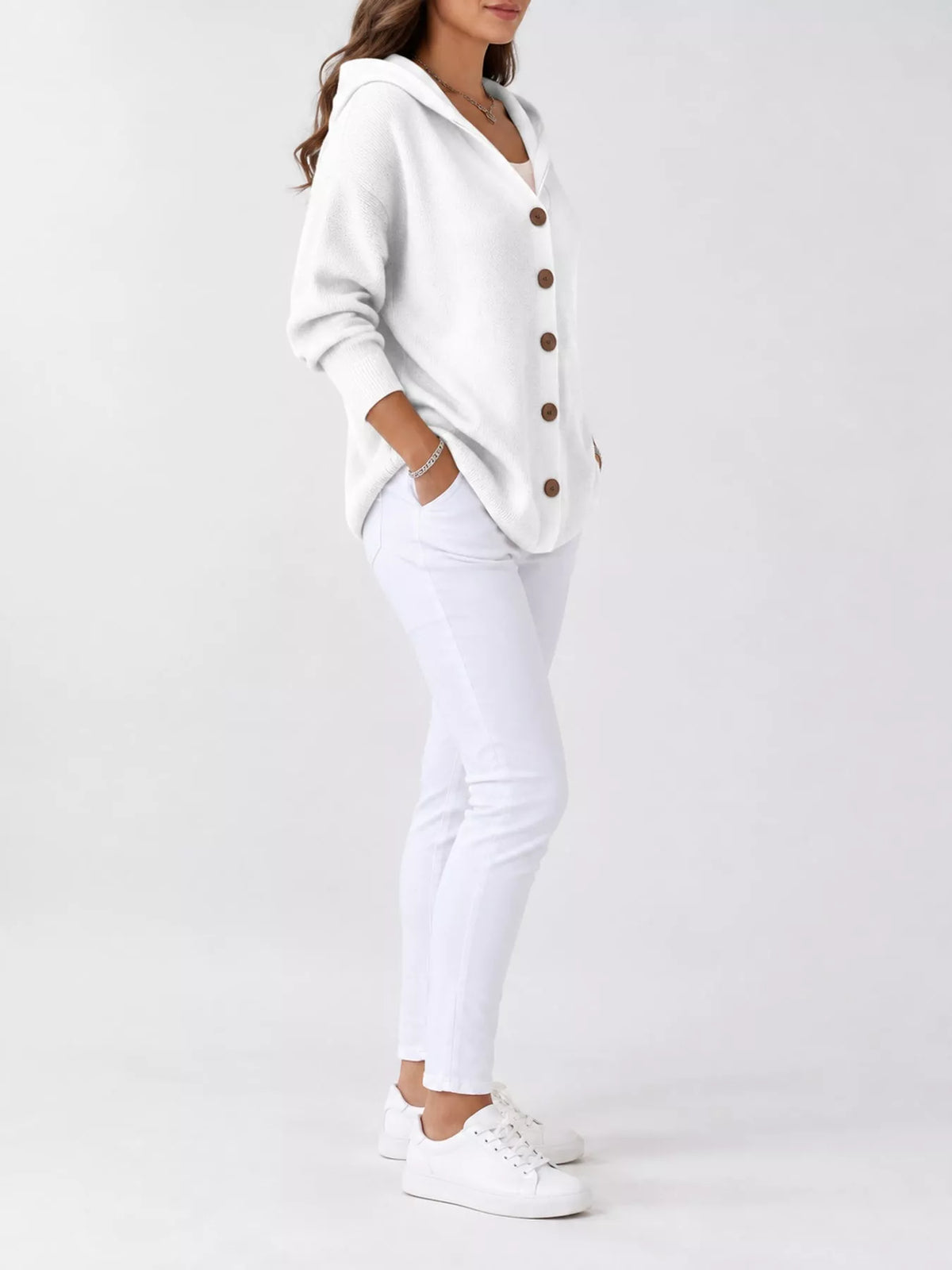 Plus Size Hooded Knit Cardigan, 12 Colors up to 5XL