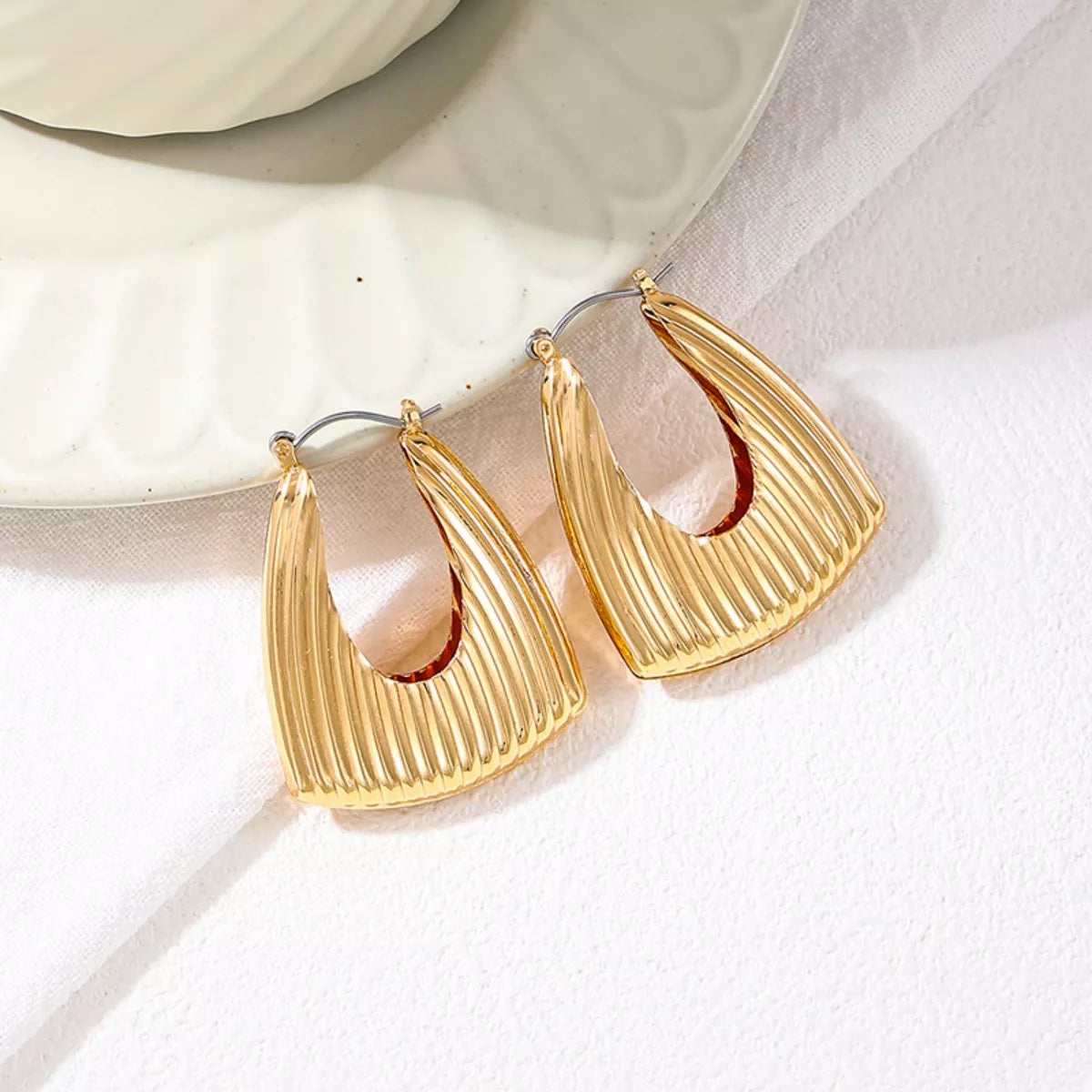 18K Gold-Plated Triangular Hoop Earrings