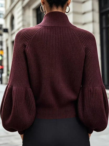 Rib knit zip cardigan, view 3