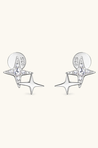 Moissanite Sterling Silver Star Shape Earrings