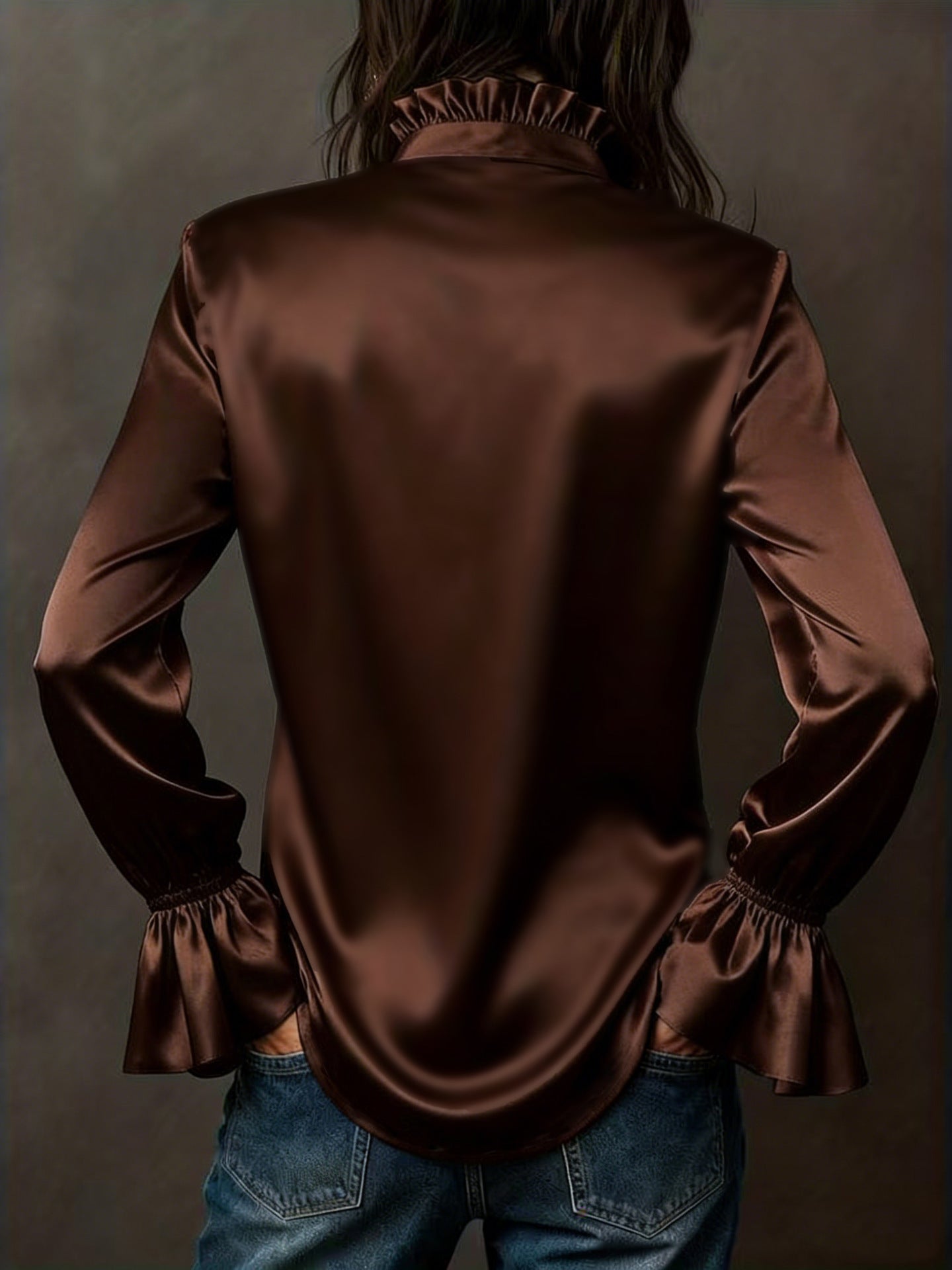 Button Up Flounce Sleeve Shirt