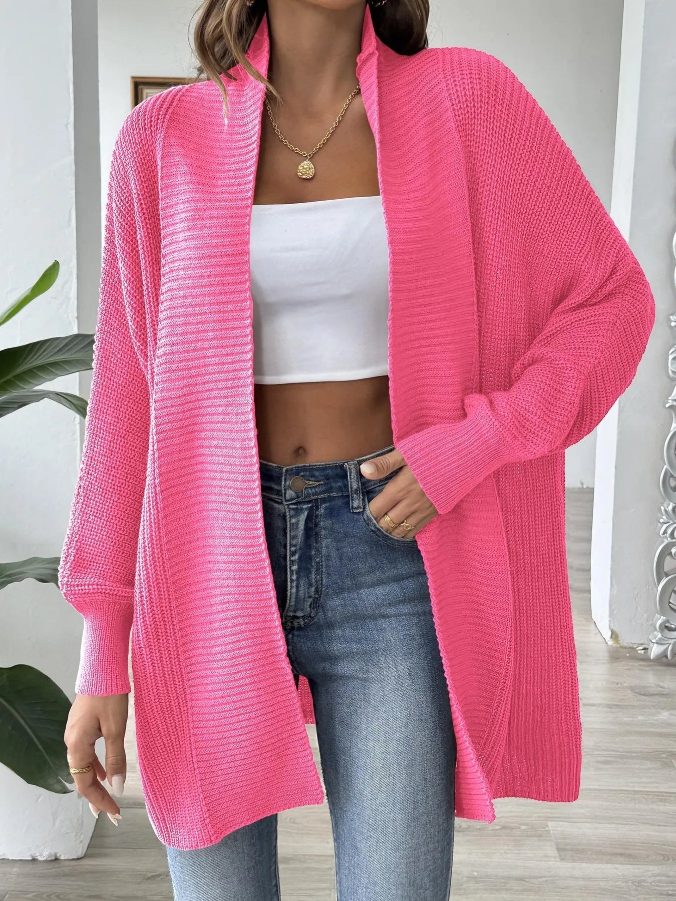 Oversized Knit Open Front Cardigan